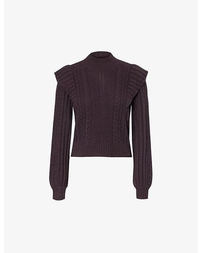 PAIGE Kate High-neck Wool-blend Sweater - Purple