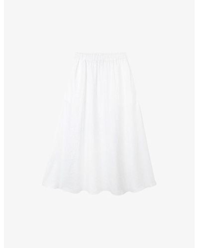 The White Company The Company Relaxed-fit High-rise Linen Midi Skirt - White