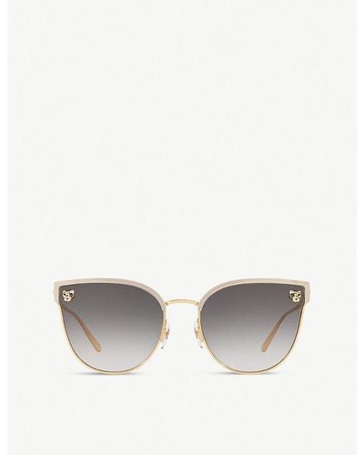 Cartier Ct0198s Panthère De Metal Acetate Cat Eye-frame Sunglasses - White