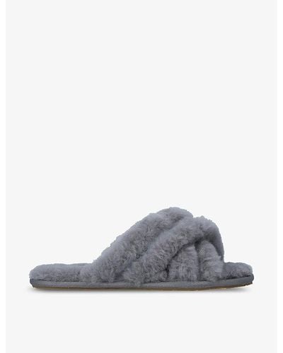 UGG Scuffiata Round-toe Sheepskin Slippers - Grey
