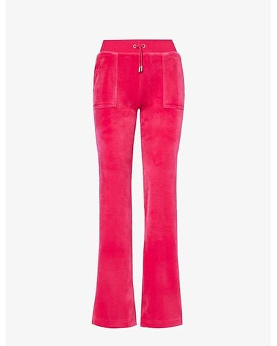 Juicy Couture Brand-embroidered Elasticated-waist Velour jogging Bottoms - Pink