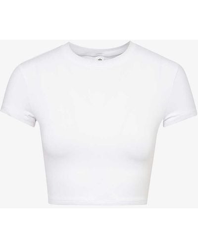 Alo Yoga Alosoft Finesse Round-neck Stretch-woven T-shirt - White