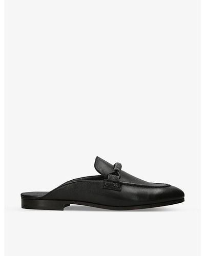 Brunello Cucinelli Monili Bead-embellished Leather Loafers - Black