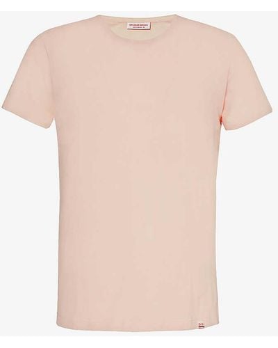 Orlebar Brown Brand-tab Round-neck Cotton T-shirt - Pink
