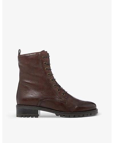 Dune Prestone Lace-up Leather Boots - Brown
