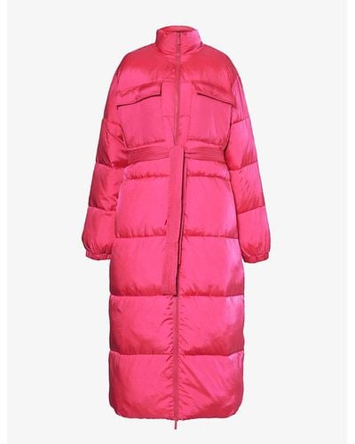 GOOD AMERICAN Belted Padded Shell Coat - Pink