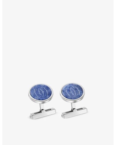 Cartier Double C Palladium-plated Sterling-silver And Sodalite Cufflinks - Blue