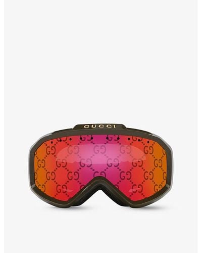 Gucci Gc001928 gg1210s Irregular-frame Injected Googles - Red