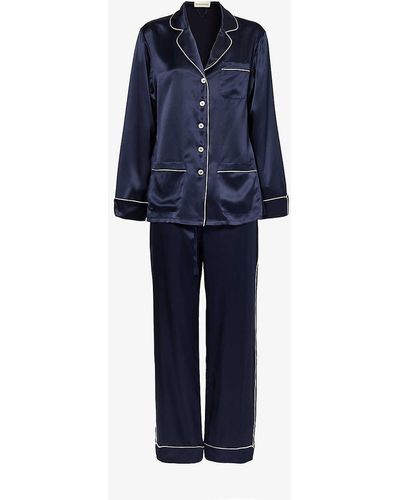 Olivia Von Halle Coco Silk Pyjama Set - Blue