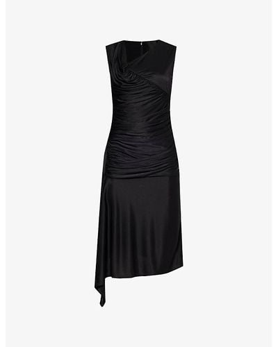 Givenchy Sleeveless Draped-front Woven Midi Dress - Black