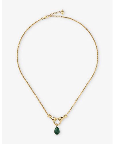 Missoma Harris Reed X In Good Hands Recycled 18ct Yellow -plated Brass, Pearl And Malachite Pendant Necklace - Metallic