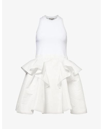Alexander McQueen Voluminous-skirt Stretch-cotton Mini Dress - White