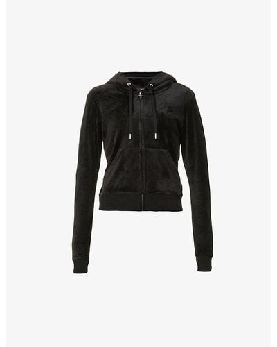 Juicy Couture Regular-fit Logo-embroidered Velour Hoody - Black