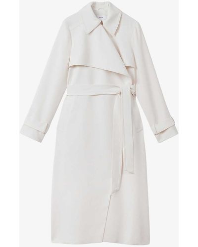 Reiss Etta Self-tie Double-breasted Woven Trench - White