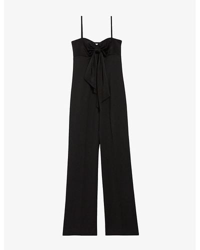 Claudie Pierlot Joad Bow-embellished Stretch-woven Jumpsuit - Black