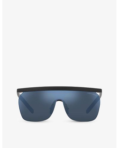 Giorgio Armani Ar8169 Rectangle-frame Nylon Sunglasses - Blue
