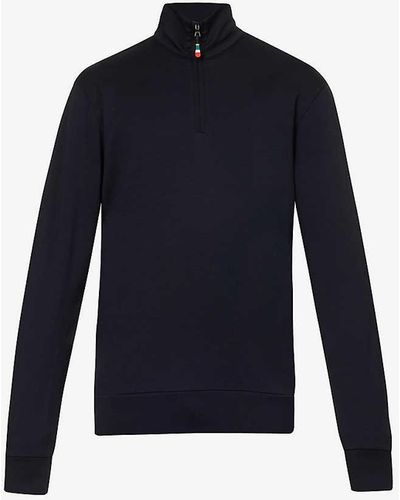 Orlebar Brown Brand-patch Stand-collar Wool Sweatshirt - Blue