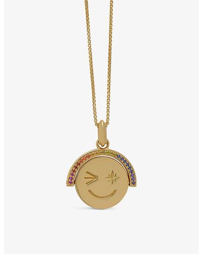 Rachel Jackson Rainbow Happy Face 22ct -plated Sterling-silver And Cubic Zirconia Pendant Necklace - Metallic