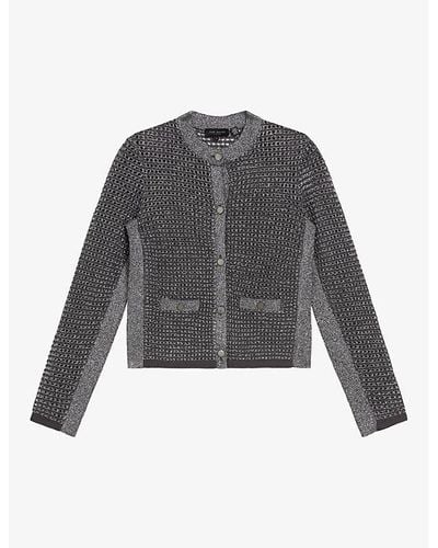 Ted Baker Sallyan Metallic-knitted Jacket - Gray