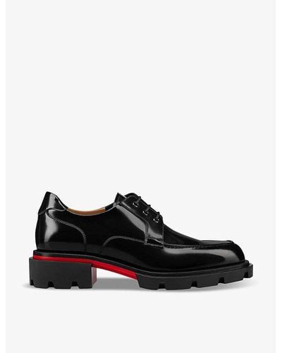 Christian Louboutin Our Georges Serrated-sole Leather Loafers - Black