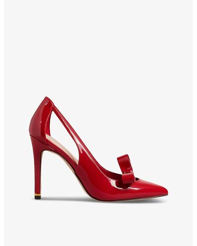 Ted Baker Bow-embellished Cut-out Patent-leather Court Shoes - Red