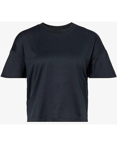 Vuori Energy Brand-patch Boxy-fit Stretch-jersey T-shirt - Blue