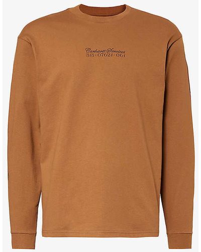 Carhartt Safety Pin Graphic-print Organic Cotton-jersey Sweatshirt X - Brown