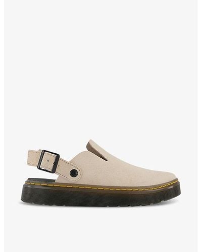 Dr. Martens Carlson Contrast-stitched Suede Mules - Natural