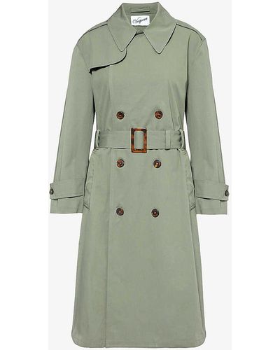 VAQUERA Underwear-embellished Cut-out Woven Trench Coat - Green