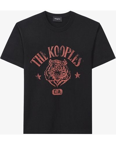 The Kooples Tiger Graphic-print Cotton-jersey T-shirt - Multicolour