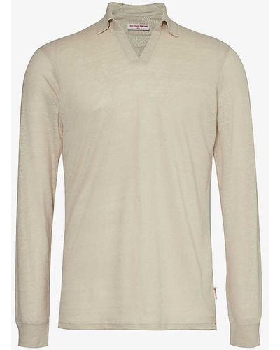Orlebar Brown Felix Long-sleeved Linen Polo Shirt - White