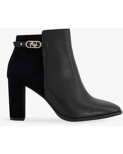 Dune Olia Buckle-hardware Leather Ankle Boots - Black