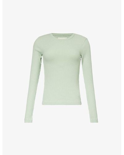 Citizens of Humanity Bina Long-sleeved Organic Cotton-blend Jersey Top - Green