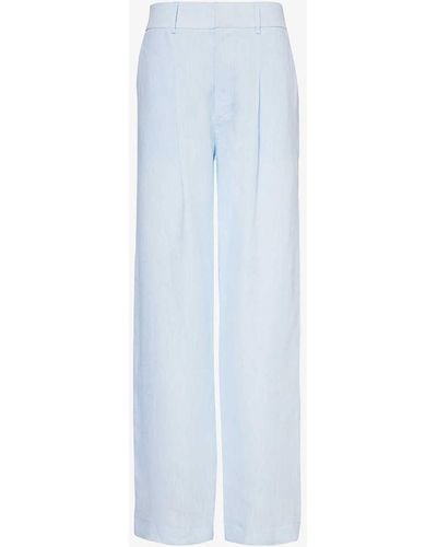 Woera Pressed-crease Wide-leg Mid-rise Linen Trousers - White