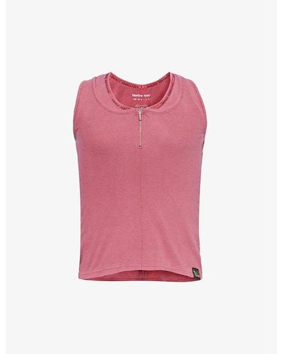 Martine Rose Double-layered Regular-fit Stretch-woven-blend Top - Pink