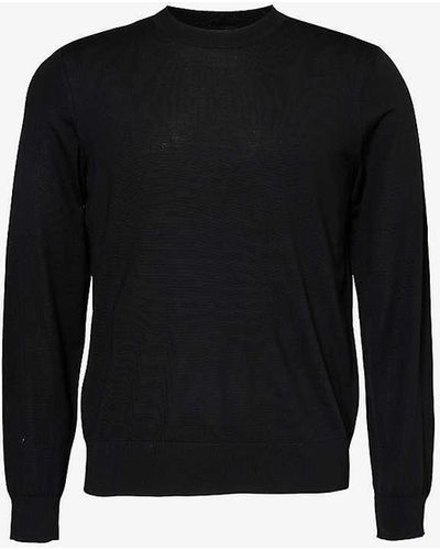 Theory Crewneck Knitted Wool-blend Knitted Jumper - Black