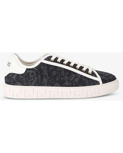 Versace Baroque Graphic-pattern Canvas Low-top Trainers - White