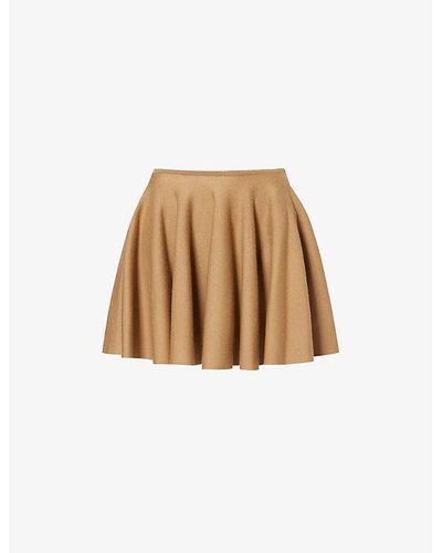 Khaite Ulli Pleated High-rise Wool-blend Mini Skirt - Brown