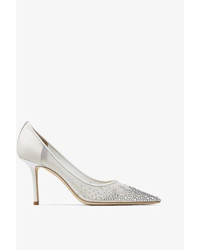 Jimmy Choo Love 85 Crystal-embellished Mesh Court Shoes - White