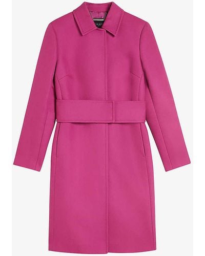 Ted Baker Isolde Belted Cotton Midi Trench Coat - Pink