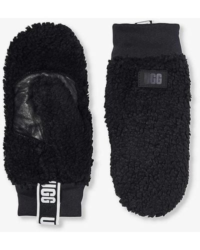 UGG Sherpa Brand-patch Faux-shearling Gloves - Black