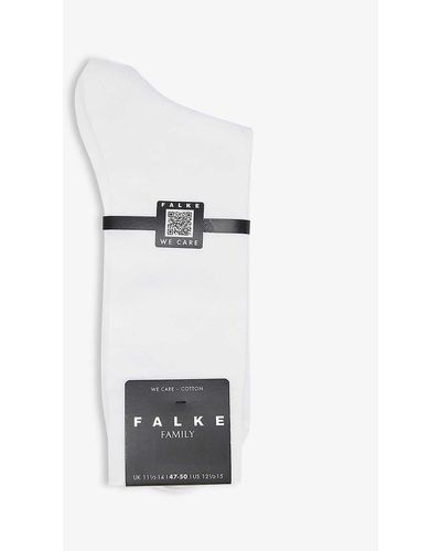 FALKE Family Ribbed Stretch-cotton-blend Socks - White