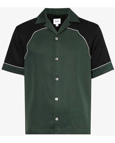 CHE Western Twill-textured Regular-fit Woven Shirt - Green