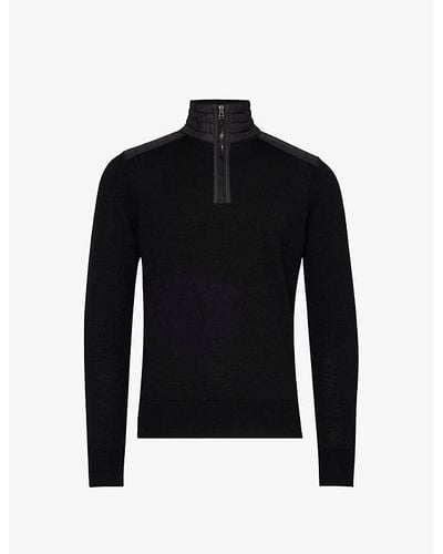 Belstaff Kilmington Quarter-zip Regular-fit Wool Sweatshirt X - Black
