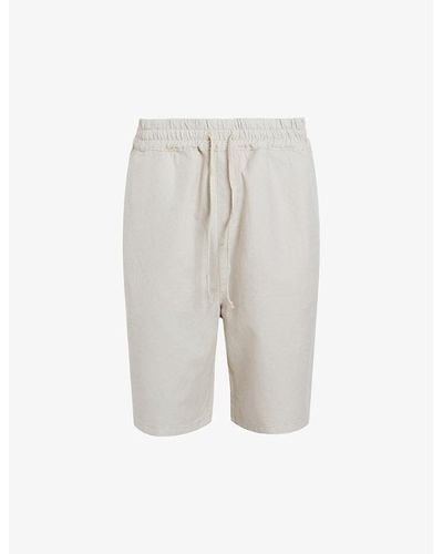 AllSaints Hanbury Drawstring-waist Cotton And Linen-blend Shorts - Gray