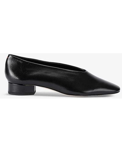 Aeyde Delia Pointed-toe Leather Heeled Courts - Black