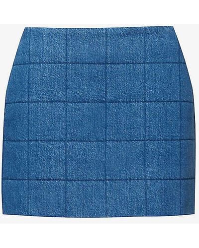 Gucci Quilted A-line Denim Mini Skirt - Blue