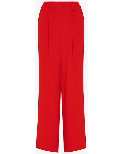 Whistles Harper Wide-leg High-rise Crepe Trousers - Red