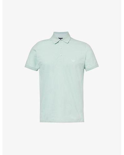Emporio Armani Brand-embroidered Regular-fit Stretch-cotton-piqué Polo Shirt X - Blue
