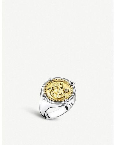 Thomas Sabo Faith, Love, Hope 18ct Yellow-gold Plated Silver Signet Ring - Metallic